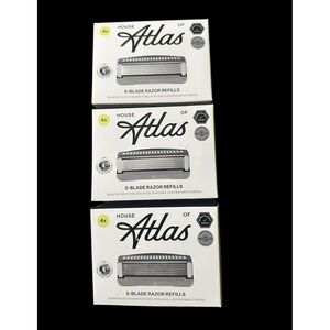 3 X House of Atlas 5-Blade Razor Refills 4 Count Stainless Steel -12 Total